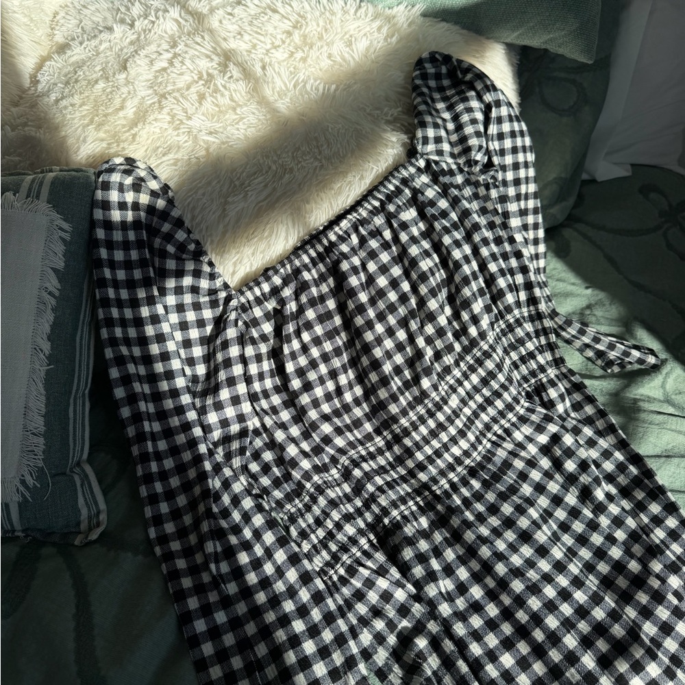Divided Monochrome Checkered Dress